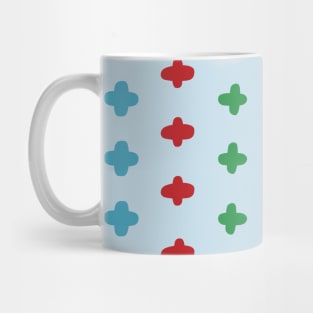 Vector colorful crosses stitches aligned on blue background Mug